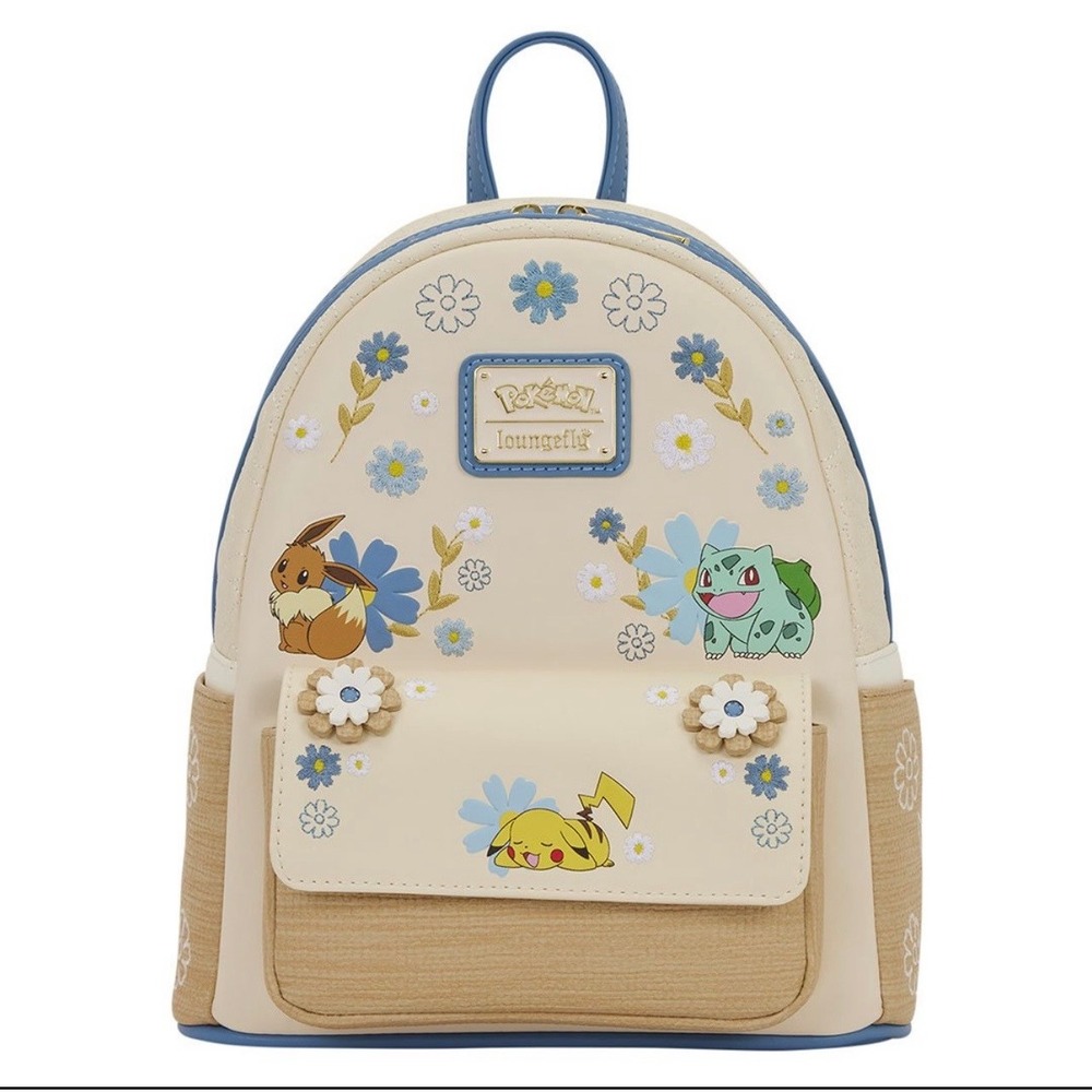 Loungefly Pokemon Pikachu Eevee Bulbasaur Floral Mini Backpack NWT